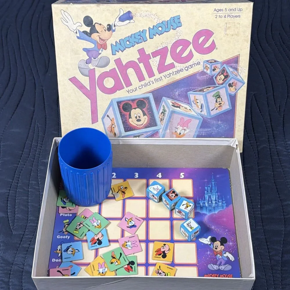 Vintage Mickey Mouse Yahtzee Game Milton Bradley MB Disney Complete? 1989